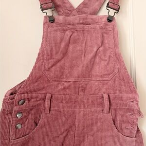 Pink Corduroy barrel leg Overalls